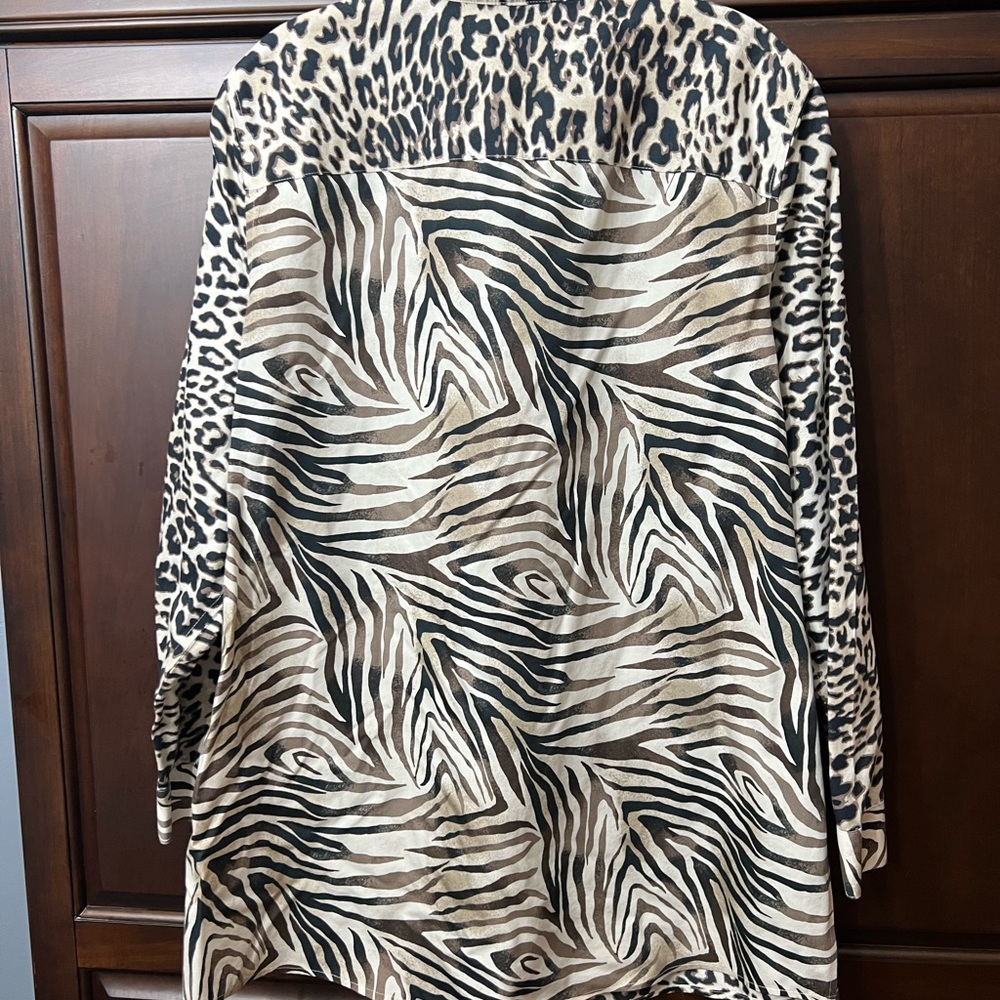 Chico's Leopard & Zebra Print Button Down Shirt C… - image 2